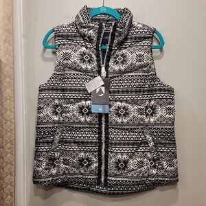 NWT Lands' End Fair Isle Snowflakes Puffer Vest - M